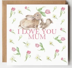 West Country Designs 'I Love You Mum' Rabbit and Tulips Mother's Day Card