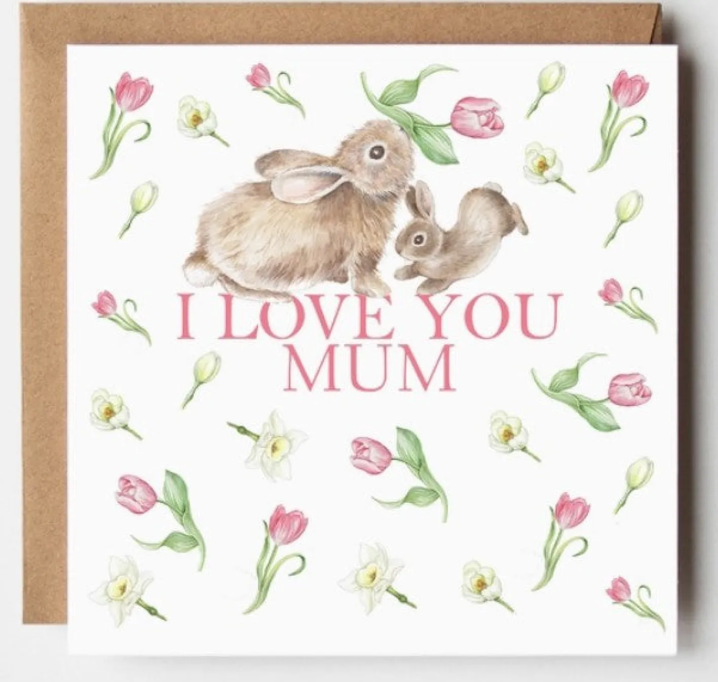 West Country Designs 'I Love You Mum' Rabbit and Tulips Mother's Day Card