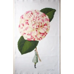 Laura Stoddart In Bloom Camellia Linen Tea Towel