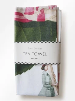 Laura Stoddart In Bloom Camellia Linen Tea Towel