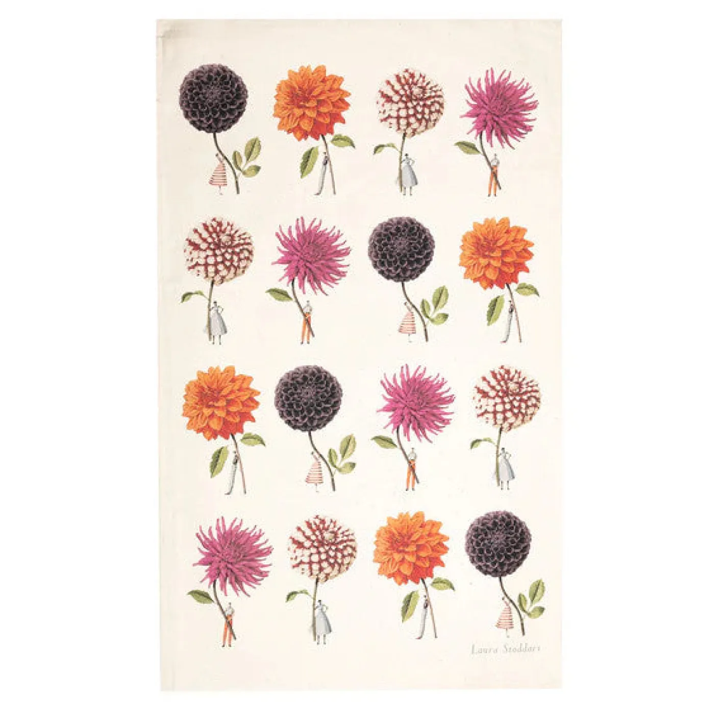 Laura Stoddart In Bloom Multi Dahlias Tea Towel