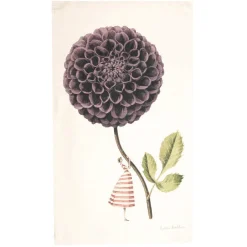 Laura Stoddart In Bloom Single Purple Dahlia Tea Towel