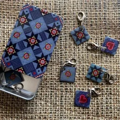 Emma Ball Indigo Dreams Set of 6 Crochet Markers in a Pocket Tin