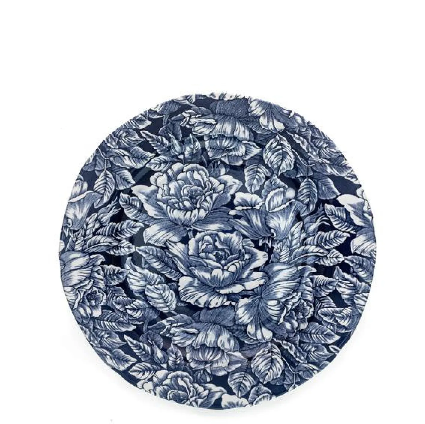 Burleigh Ink Blue Hibiscus Dinner Plate 10 1/2 in