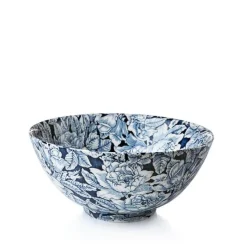 Burleigh Ink Blue Hibiscus Large Footed Bowl