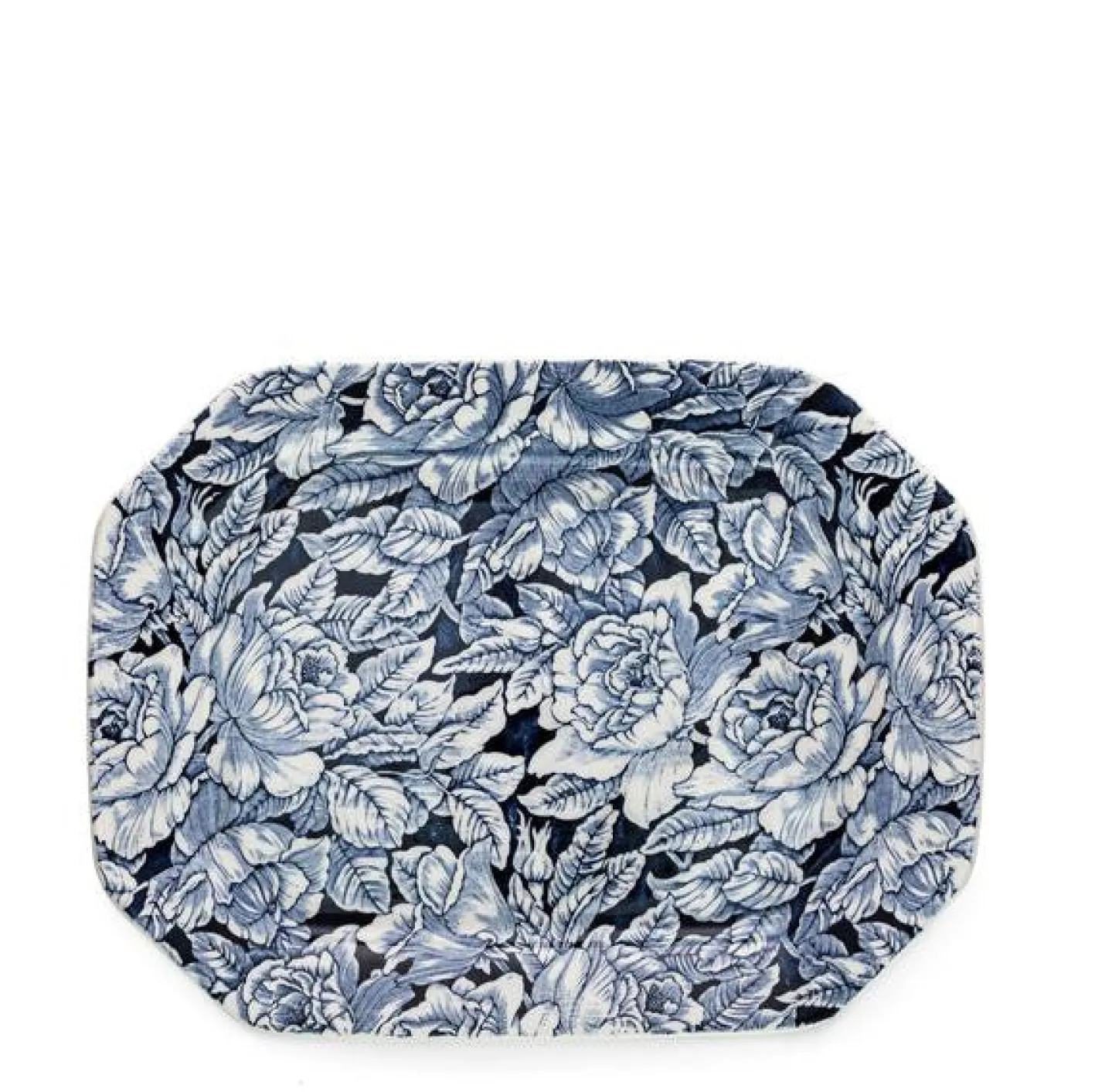 Burleigh Ink Blue Hibiscus Rectangular Platter
