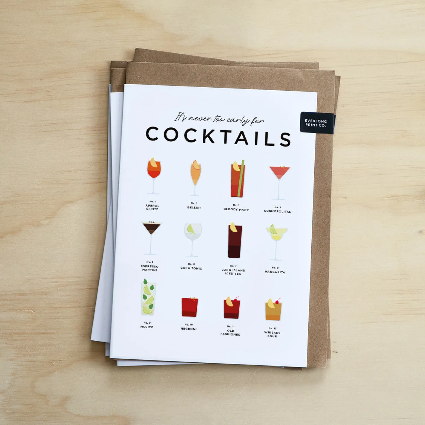 Everlong Print Co. It's Never Too Early for Cocktails Card