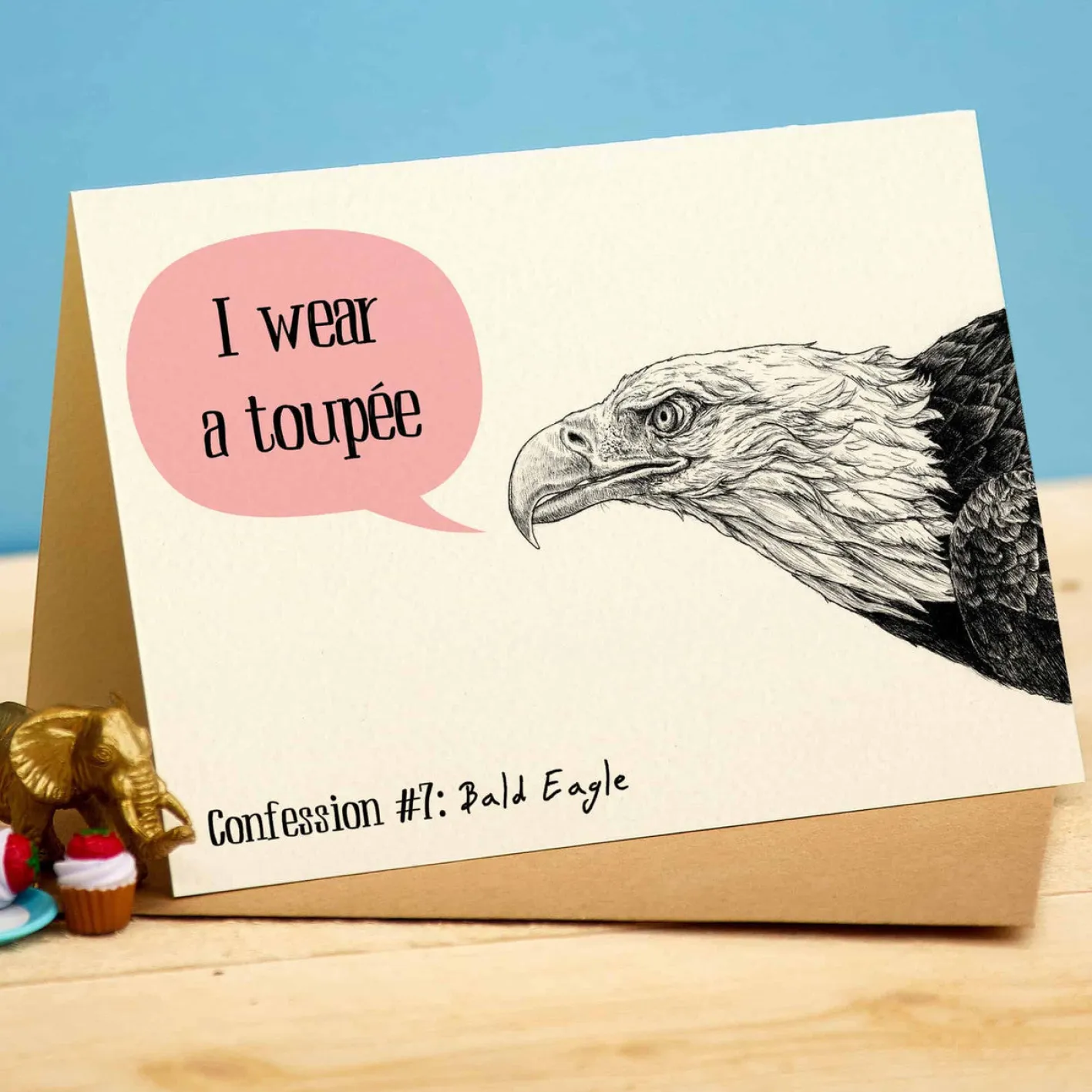 Bewilderbeest I Wear A Toupee Greetings Card