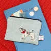 Poppy Treffry Jack Russell  Embroidered Flat Coin Purse