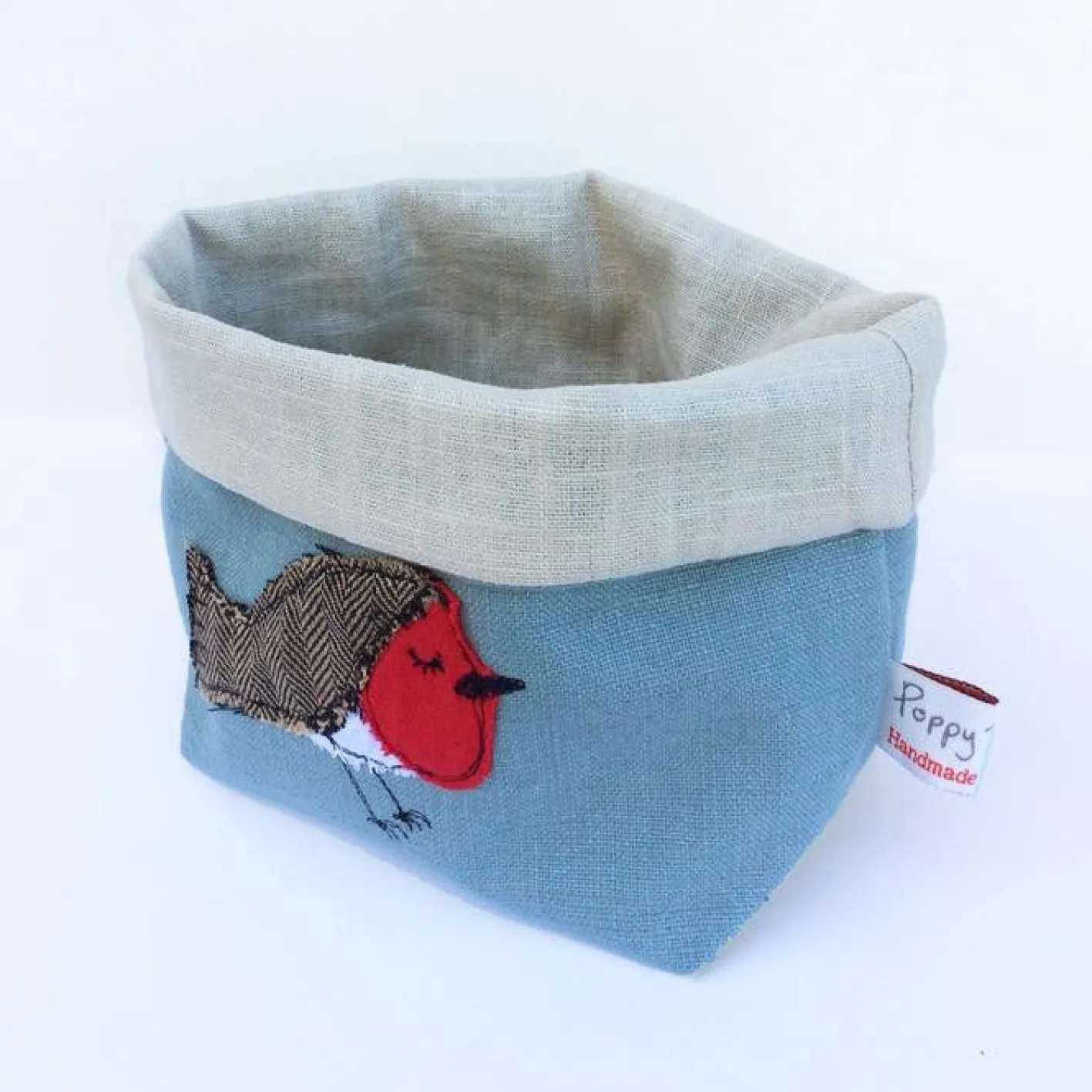 Poppy Treffry Jolly Robin Embroidered Small Storage Pot