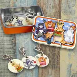Emma Ball Kittens Set of 6 Stitch Crochet Markers in a Pocket Tin