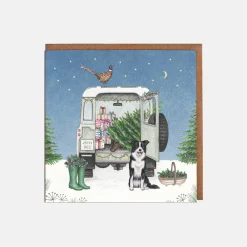 Lottie Murphy Landrover & Border Collie Dog Christmas Card