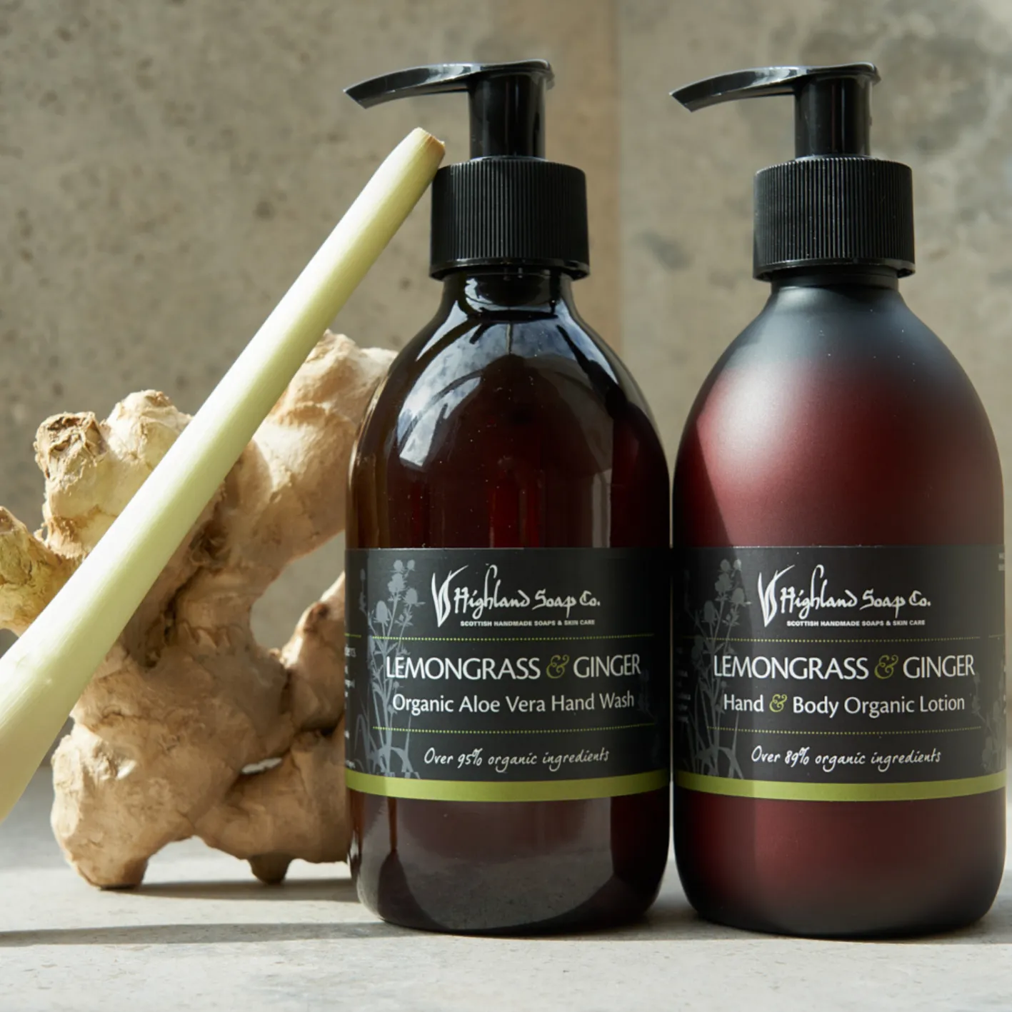 The Highland Soap Company Lemongrass & Ginger Hand & Body Organic Lotion 300ml