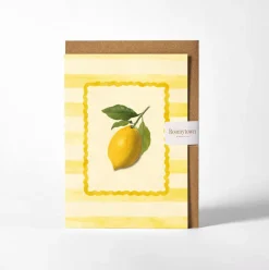 Roomytown Lemon Yellow Stripe Greetings Card