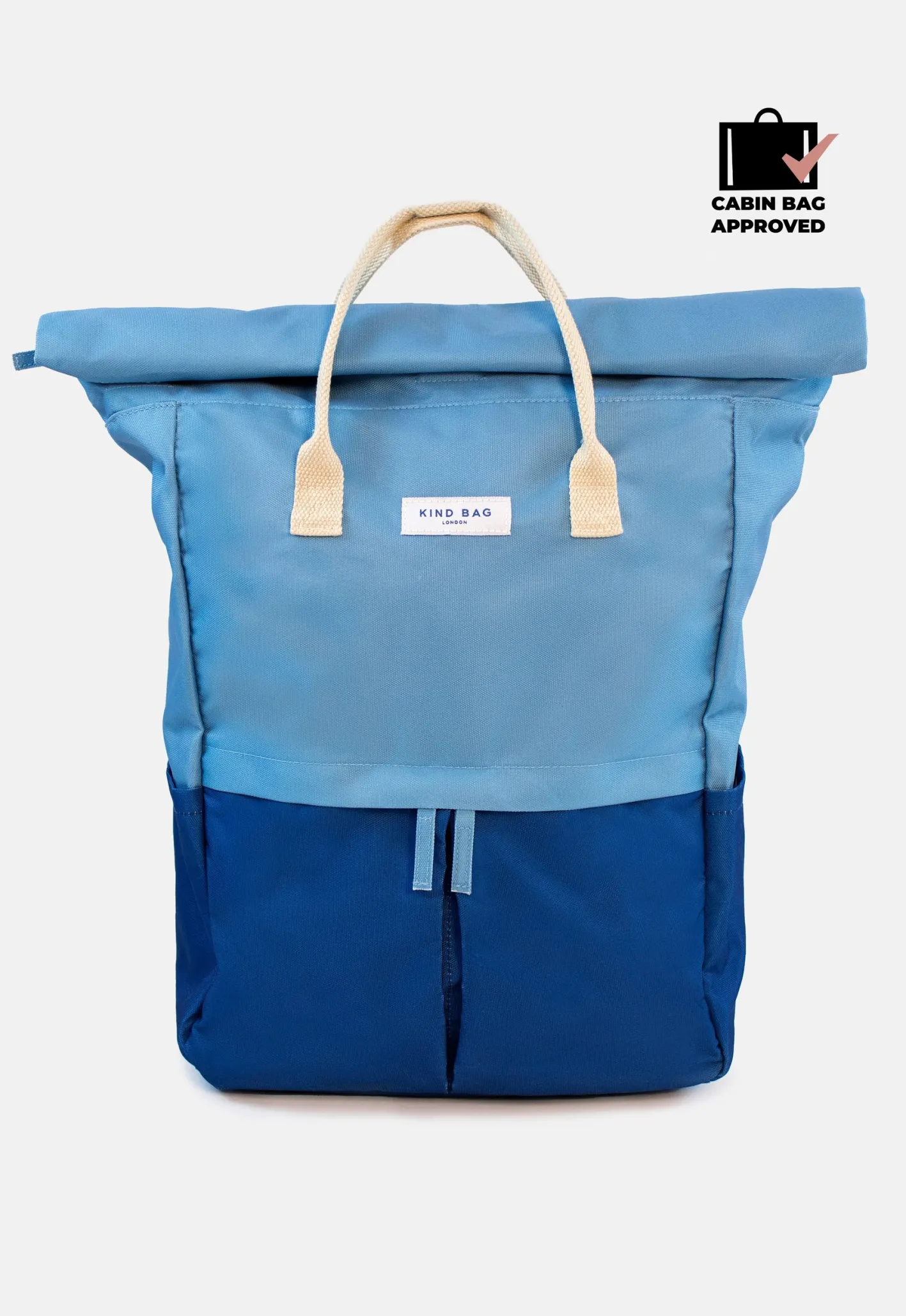 Kind Bag London Light Blue and Navy Hackney Large Backpack