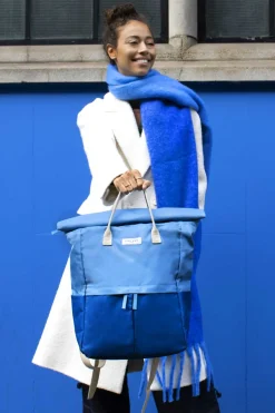 Kind Bag London Light Blue and Navy Hackney Large Backpack