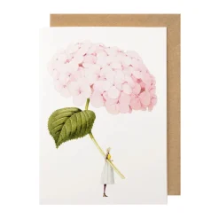 Laura Stoddart Light Pink Hydrangea Blank Greetings Card
