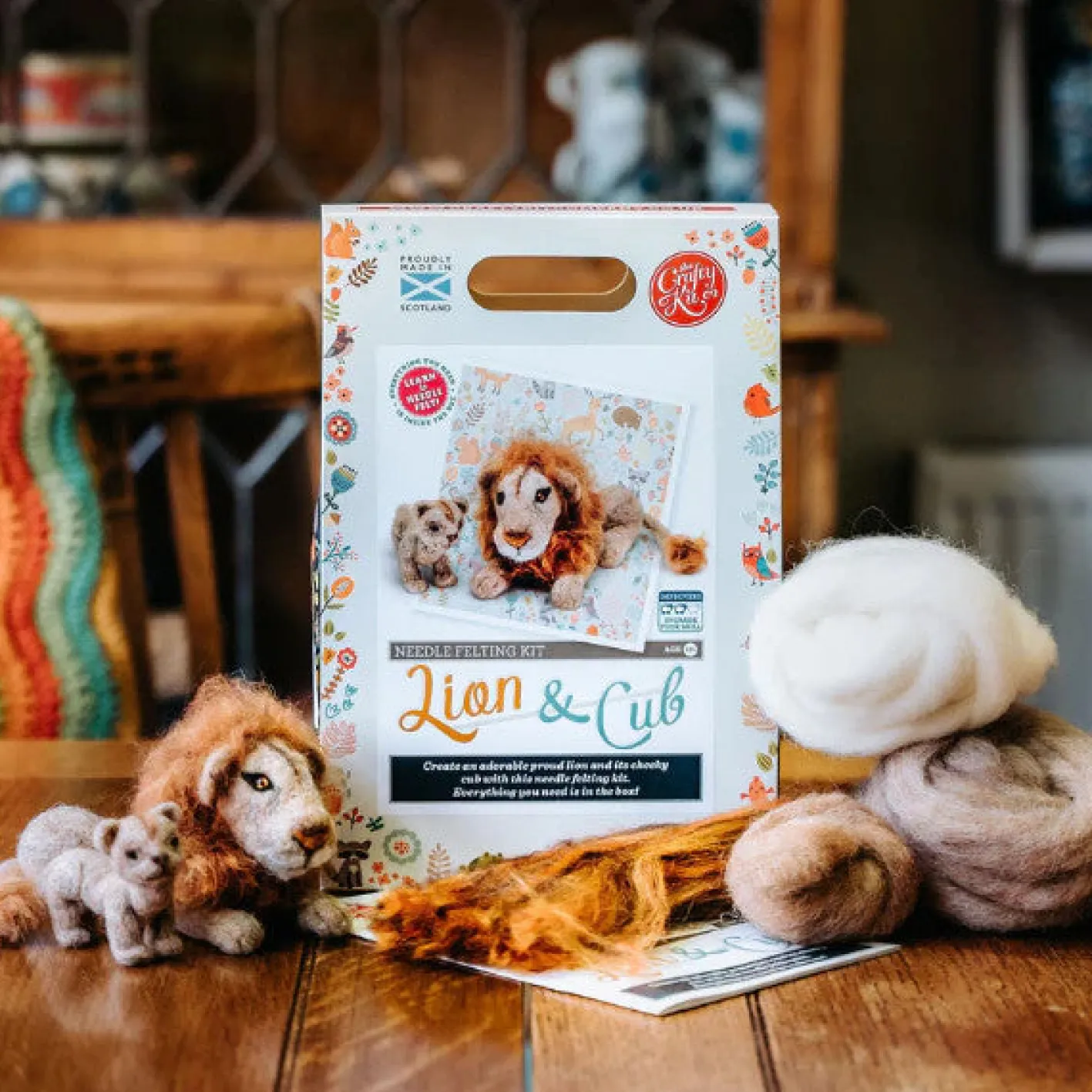 The Crafty Kit Co. Lion & Cub Needle Felting Craft Kit
