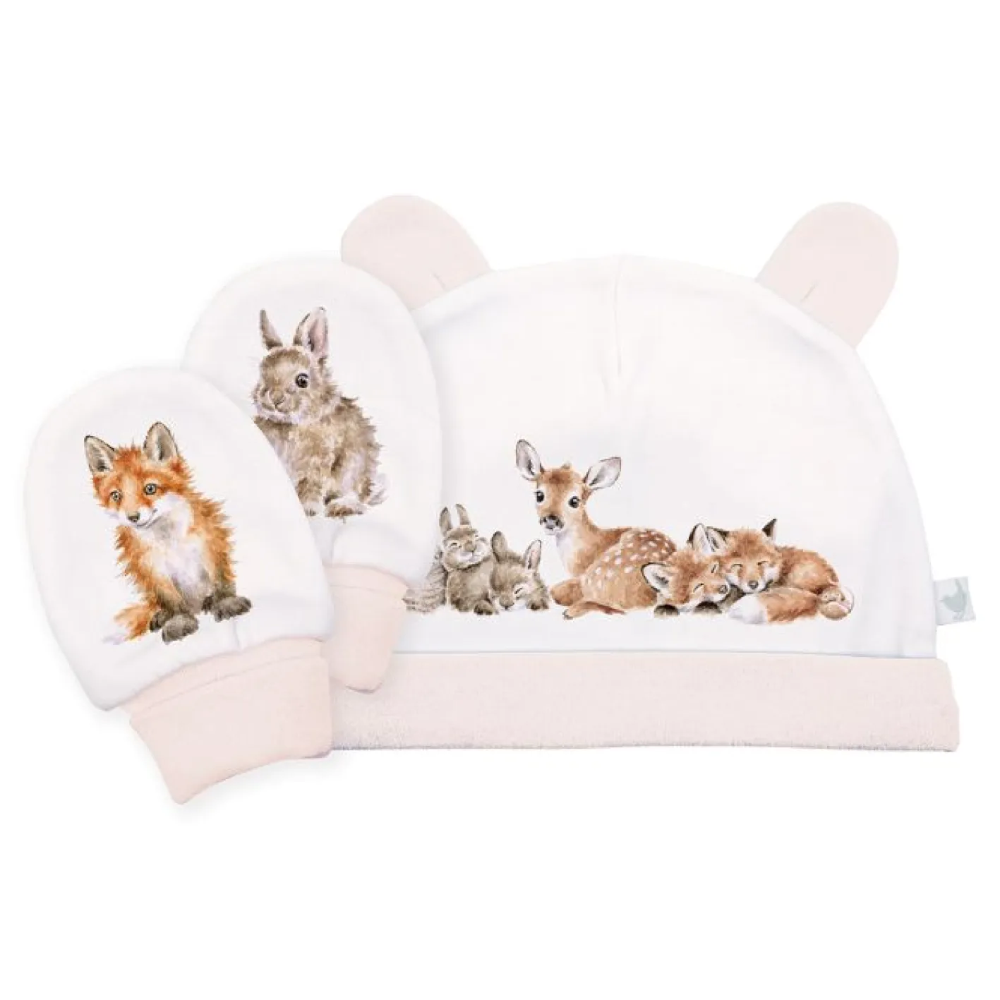 Wrendale Designs 'Little Forest' Baby Hat and Mittens Set