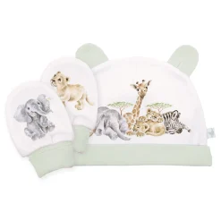 Wrendale Designs 'Little Savannah' African Animals Baby Hat and Mittens Set
