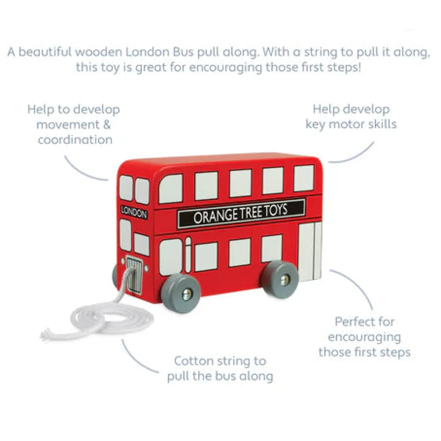 Orange Tree Toys London Bus Pull Along Toy