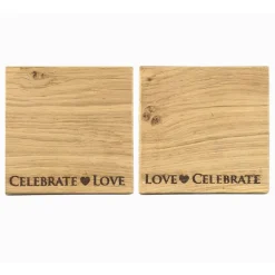 Selbrae Love & Celebrate Oak Coasters- Set of 2