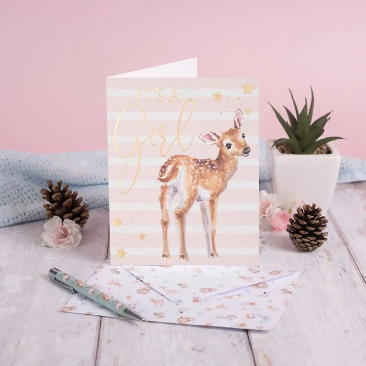 Wrendale Designs Loved Deerly - It's a Girl Greetings Card