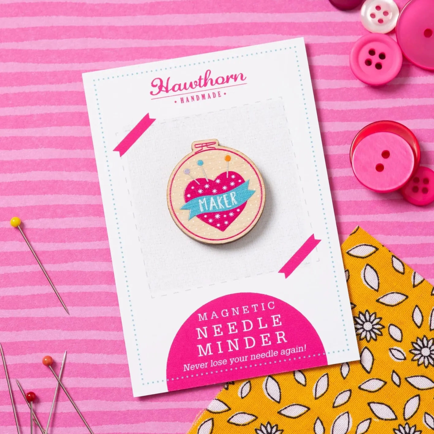 Hawthorn Handmade Maker Pincushion Magnetic Needle Holder