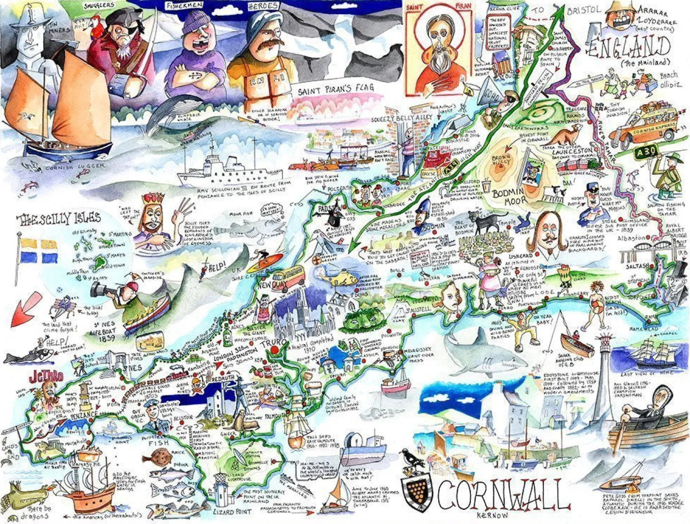 All Jigsaw Puzzles Map of Cornwall 1000 Piece Jigsaw Puzzle