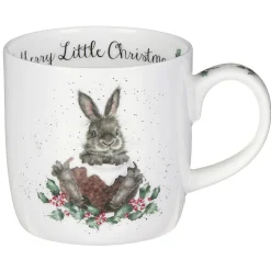 Wrendale Designs 'Merry Little Christmas' Rabbit Small Bone China Mug (11oz)