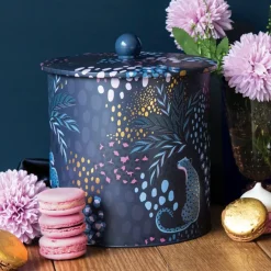 Sara Miller London Midnight Leopard Biscuit Barrel