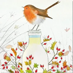 Emma Ball Milk Bottle Robin pack of 6 Christmas Cards