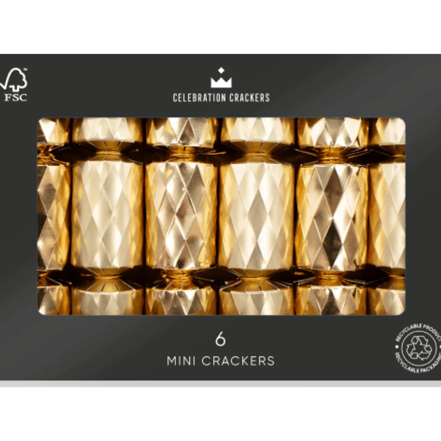 Heart and Soul Mini Gold Diamond 6in Christmas Crackers Box of 6