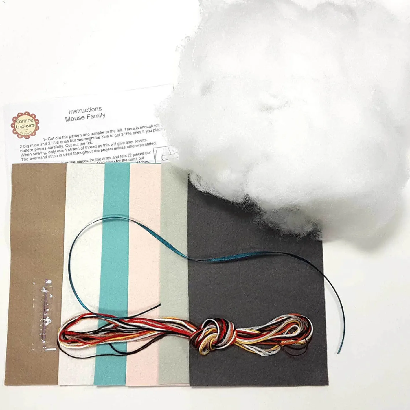 Corinne Lapierre Mouse Family Wool Mix Felt Craft Kit