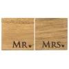 Selbrae Mr & Mrs Oak Coasters- Set of 2