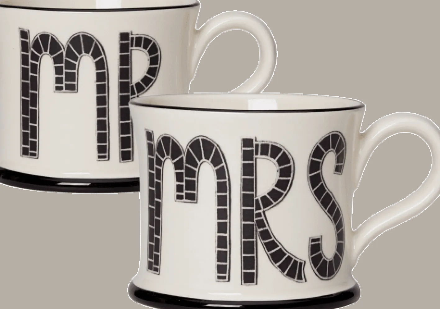 Moorland Pottery Mr & Mrs Twin Set of Mugs by