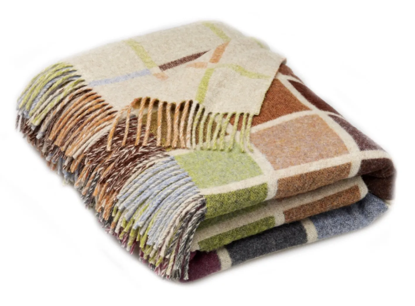 Bronte Moon Multiblock Geometric Beige Multi Merino Lambswool Throw