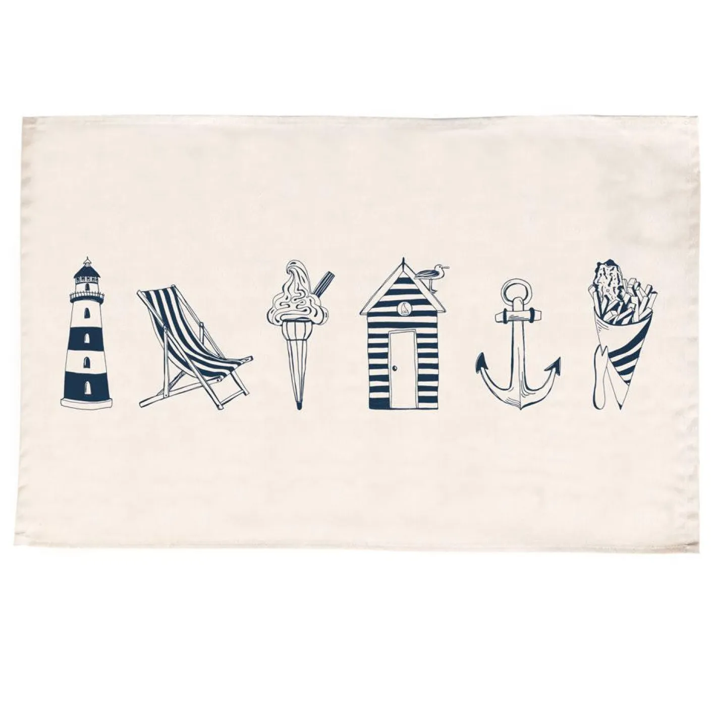 Victoria Eggs Nautical Beachscape Tea Towel