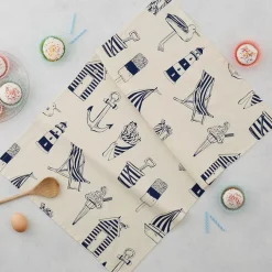 Victoria Eggs Nautical Tea Towel