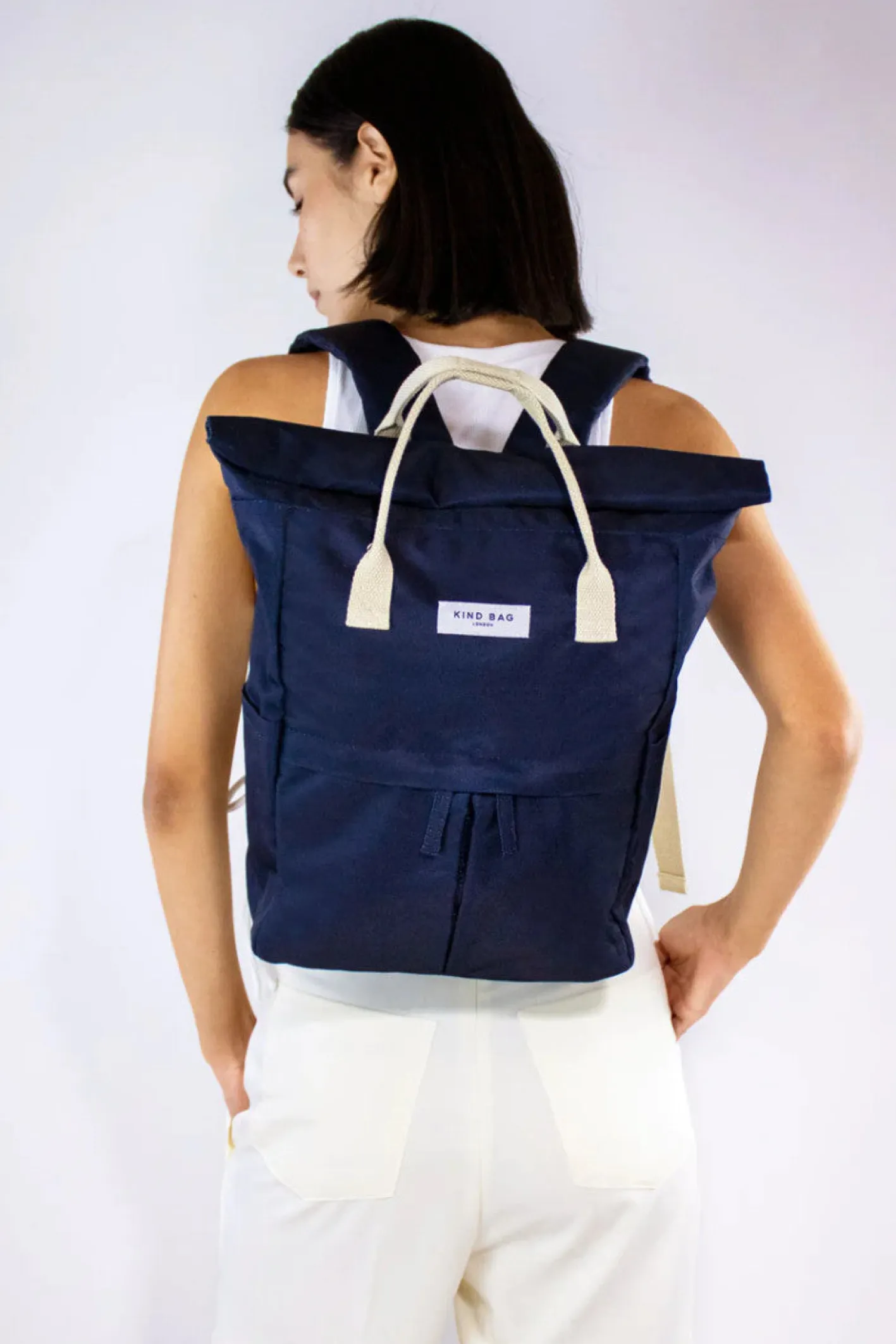 Kind Bag London Navy Hackney Medium Backpack