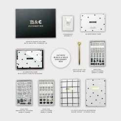 Notes & Clips Notes & Clips Black & Gold Stationery Box