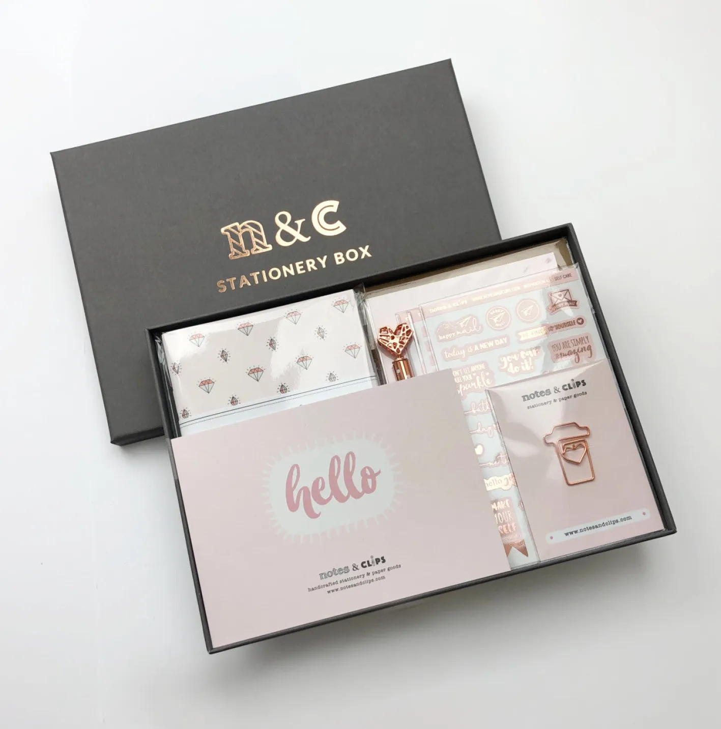 Notes & Clips Notes & Clips Blush & Rose Gold Stationery Box