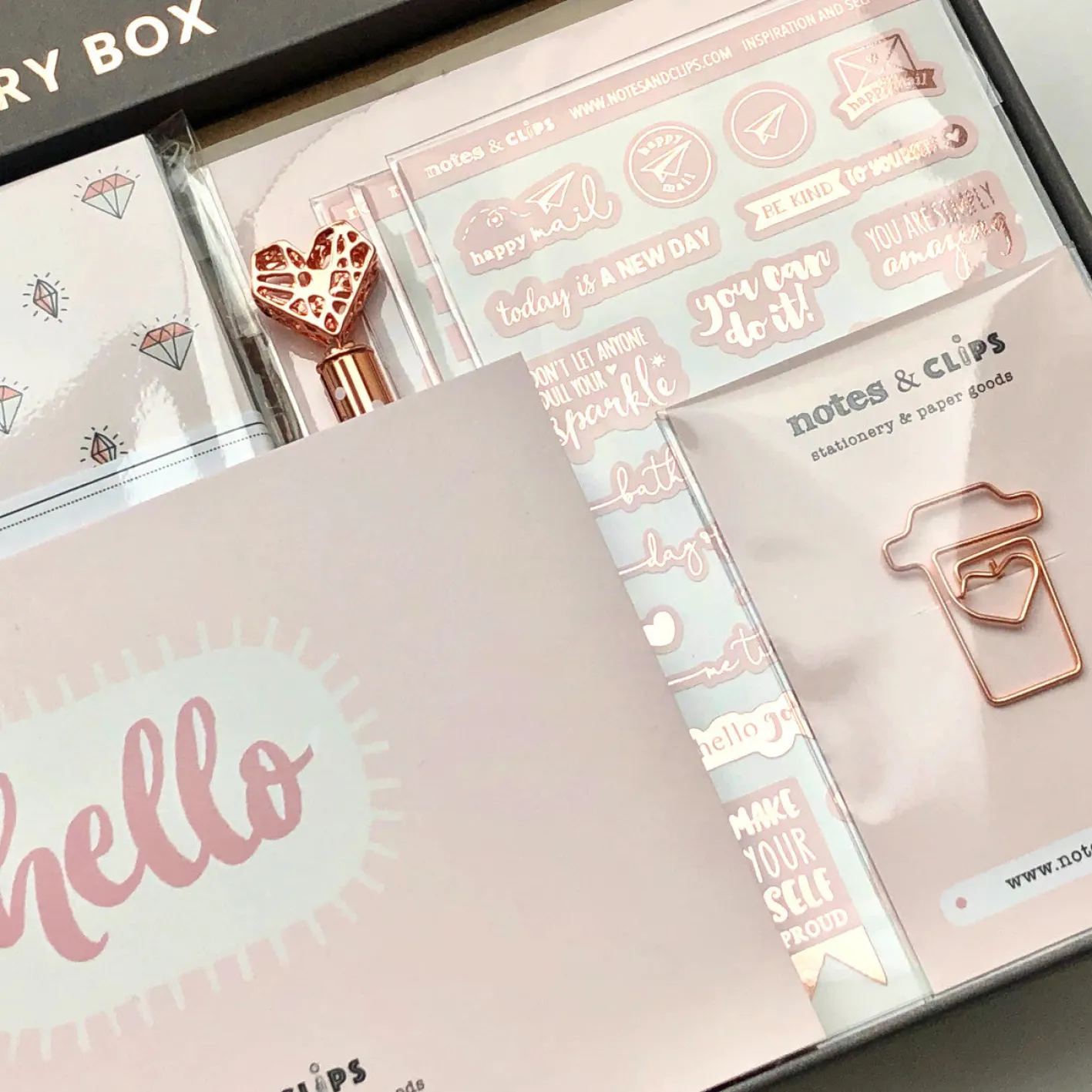 Notes & Clips Notes & Clips Blush & Rose Gold Stationery Box