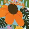 Roger La Borde Orange Cornflower, Birthday Laser Greeting Card