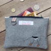 Poppy Treffry Oyster Catcher Flat Embroidered Zip Purse with Keyring