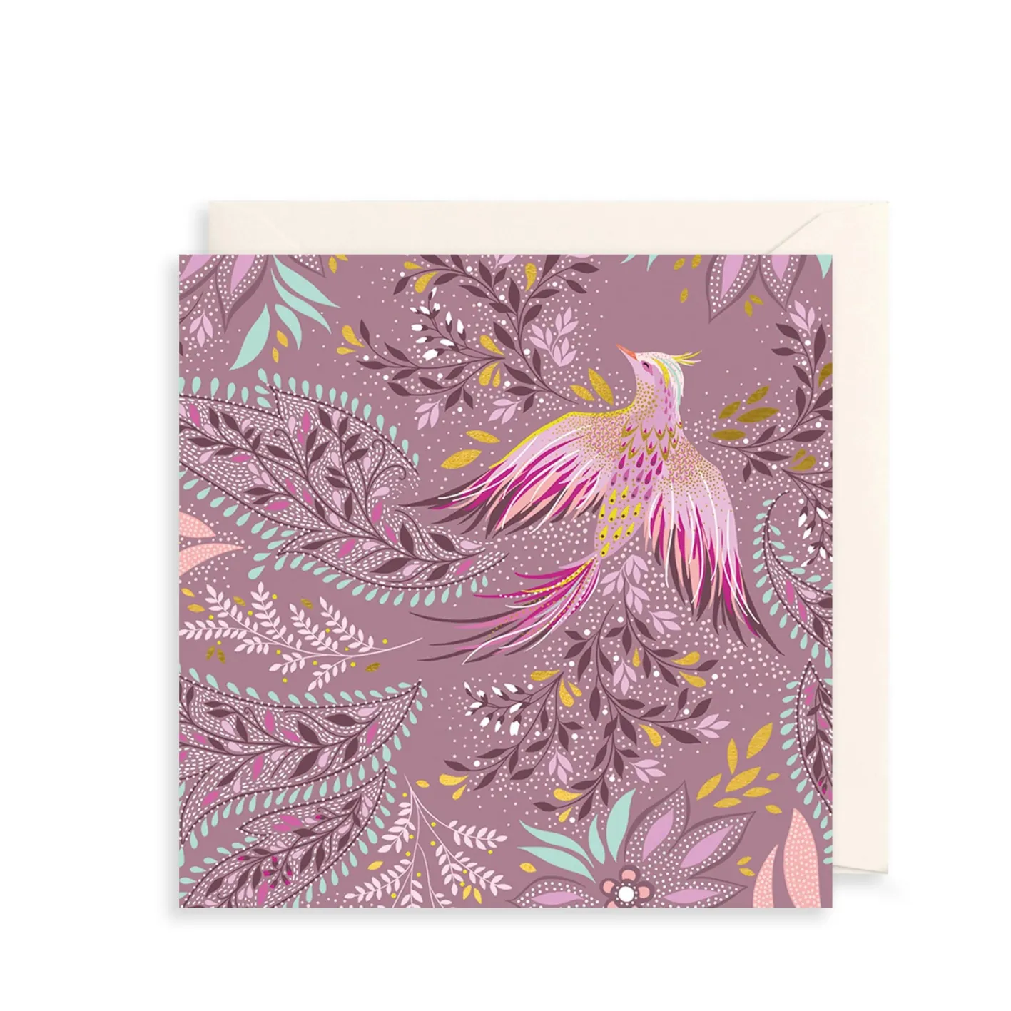The Art File Paisley Floral Bird Greeting Card by Sara Miller