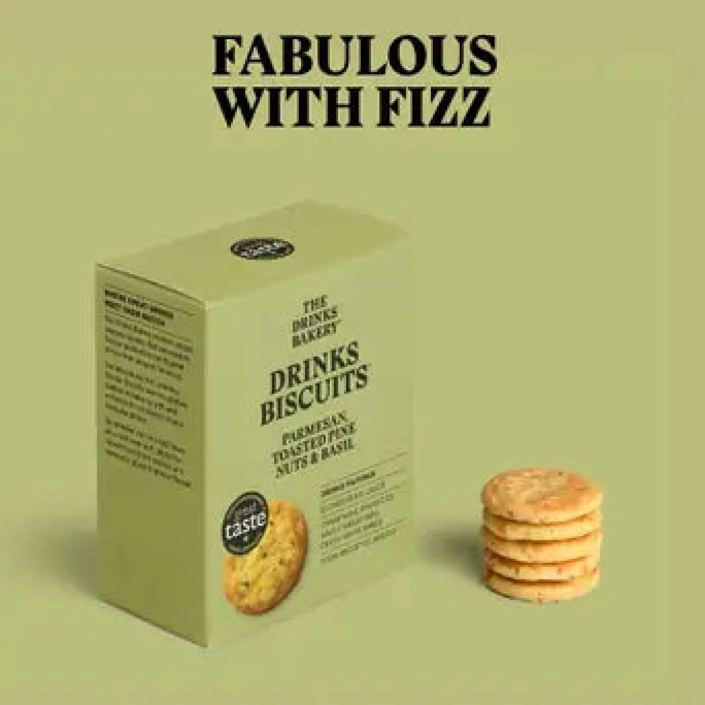 The Drinks Bakery Parmesan, Toasted Pine Nuts and Basil Drinks Biscuits 110g