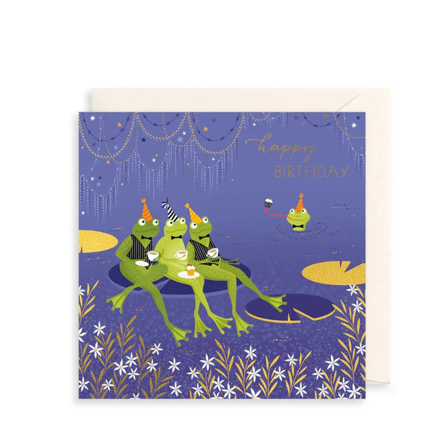 The Art File Party Frogs Greeting Card by Sara Miller
