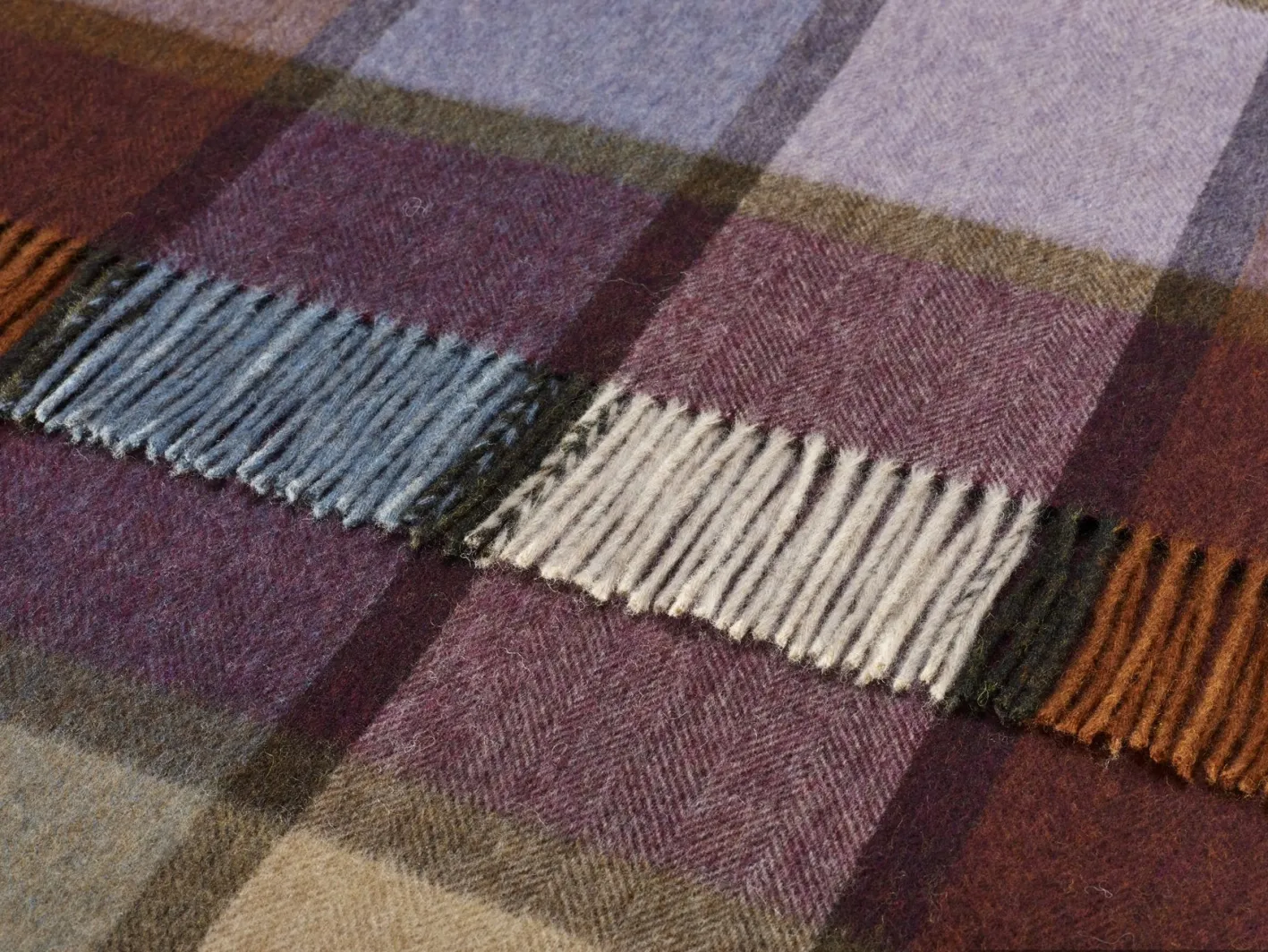 Bronte Moon Pateley Damson Check Merino Lambswool Throw