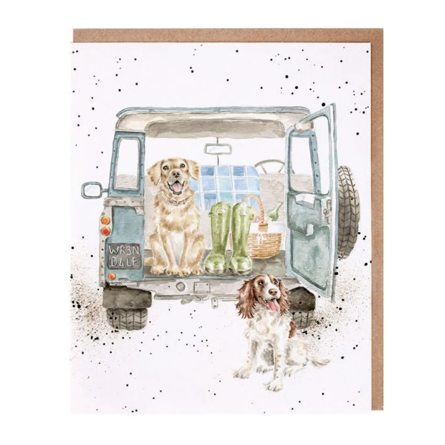 Wrendale Designs 'Paws for a Picnic' Spaniel and Labrador Blank Greetings Card